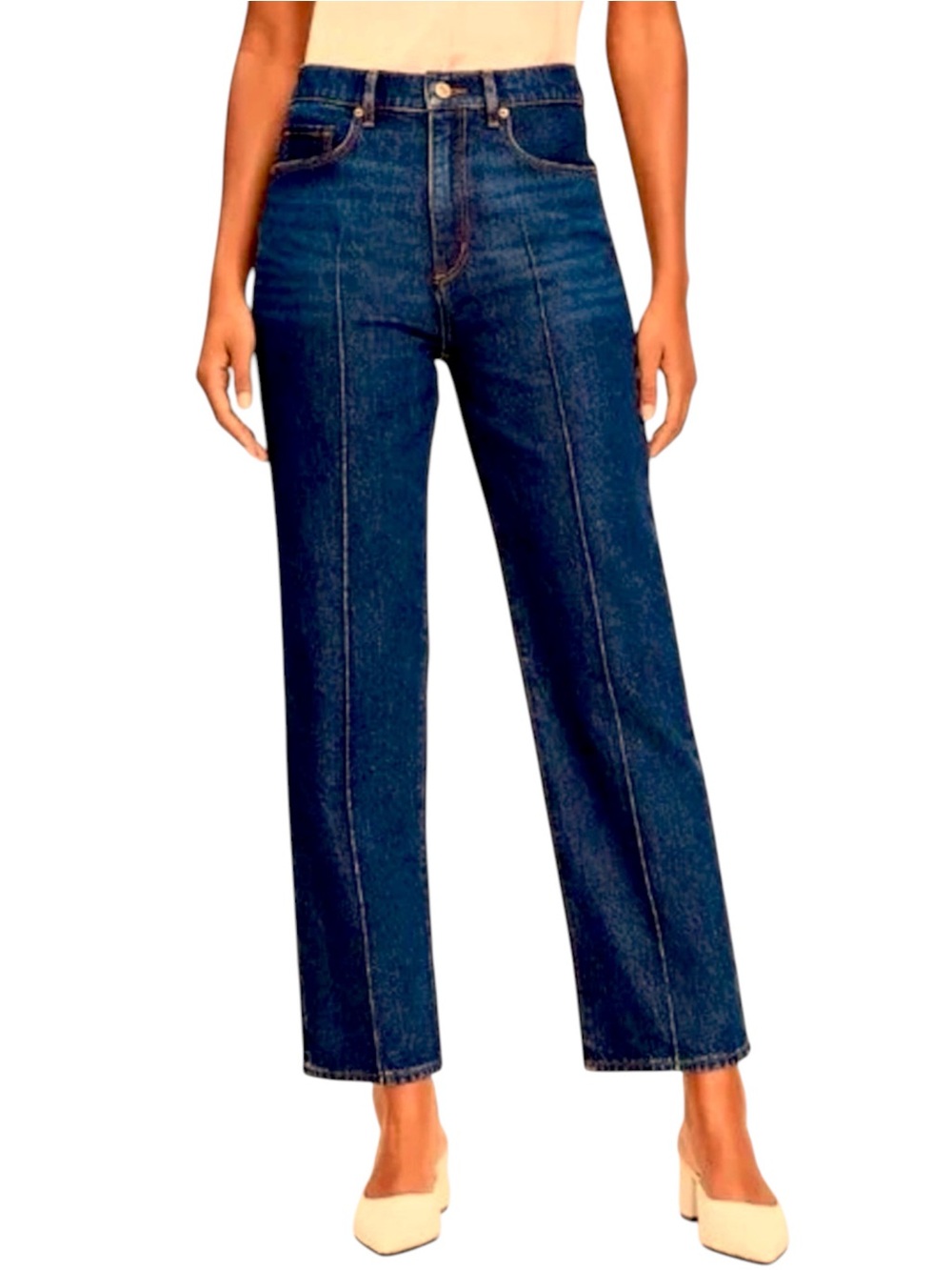 LOFT The Straight Pintucked High Rise Jean size 8 / 29 in Dark Wash